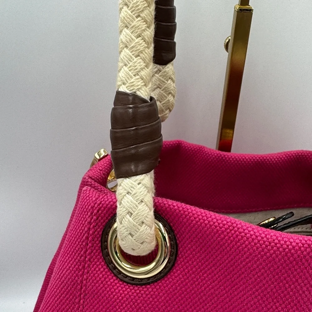 Michael Kors Fuchsia Tote with Cream Handles